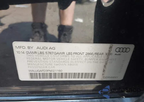 2015 Audi A8 3.0T from USA, damaged, VIN WAUJGAFD3FN021160